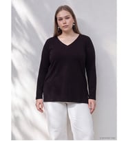 LCW Curve Siyah Büyük Beden %100 Pamuklu Kadın Tişört