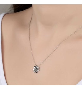 SWAROVSKİ TAŞLI PAPATYA 925 AYAR GÜMÜŞ KOLYE