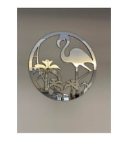 Flamingo Aynalı Gümüş Pleksi Tablo 38x38 Numa Concept
