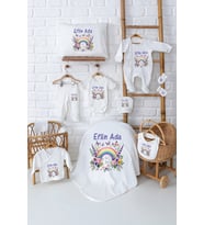 Pia Baby Premium Lüks Yenidoğan Kız Bebek Hediyesi 11 Parça İsim Baskılı Set 5045-00 (Ekru)