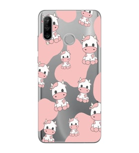Huawei P30 Lite Uyumlu İnek Desenli Şeffaf Telefon Kılıfı