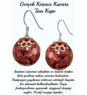 Sertifikalı Kırmızı Kuvars Taşı Doğal Taş Küpe (Çok Renkli)
