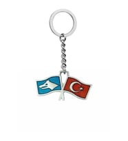 Türk Bozkurt İkili Bayrak Anahtarlık Çanta Süsü (Çok Renkli)