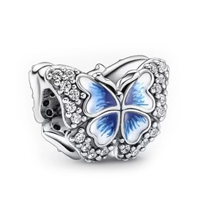 Nur Silver Işıltılı Mavi Kelebek Gümüş Charm NUR-BL00310