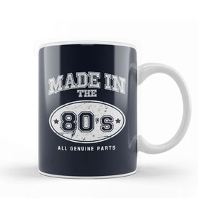 1980s Made In 80s All Genuine Parts Kupa Bardak Porselen