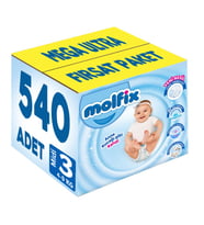 Molfix Bebek Bezi Beden:3 (4-9Kg) Midi 540 Adet Mega Ultra Fırsat Pk