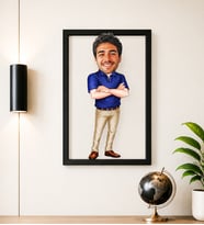 Kişiye Özel Karikatürlü Çerçeveli Tablo – Fotoğraftan Şık Bay Büyük Kafa Portresi Ev Dekoru, Ofis Dekoru,