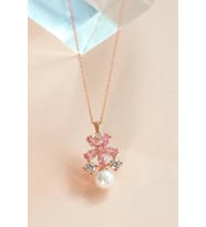 İNCİLİ UNUTMA BENİ ÇİÇEĞİ GÜMÜŞ KOLYE   925 Ayar Gümüş Kolye (Pembe)