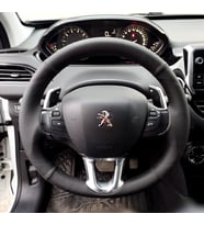 DİKİŞLİ DİREKSİYON KILIFI SİYAH DERİ NOKTALI DERİ SİYAH DİKİŞLİ PEUGEOT 208 İÇİN
