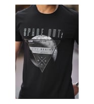 Erkek Baskılı Slim Fit Pamuklu T-Shirt 39074 Siyah