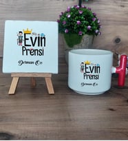 Evin Prensi Hediye Seti Kupa Bardak T Kulplu ve Dekoratif Taş Erkek Kardeşe Abiye Çocuğa Doğum Günü Hediyesi (Model 1)