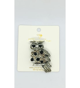 Midnight Owl Taşlı Broş