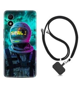 TCL 303 Kılıf Resimli Boyun Askılı İpli Desenli Silikon Series Space 1854