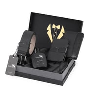 Polo Air Erkek Damat Çeyiz Zarif Kutulu 4'lü Spor Set Kemer, Cüzdan, Kartlık, Parfüm P-DMT-0010 (Siyah)