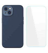 Baseus Liquid Silica Gel iPhone 14 6.1 Silikon Kılıf + Tempered Ekran Koruyucu Set (Mavi)