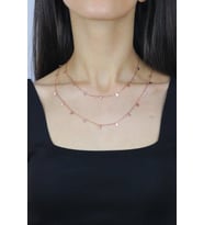 Pullu 90 cm Rose Gümüş Kolye 7262