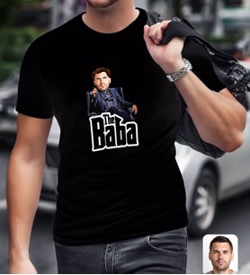 BK Gift Kişiye Özel Godfather Baba Karikatürlü Siyah T-Shirt-8