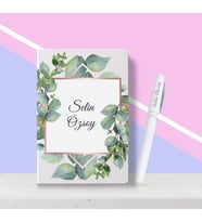 BK Gift Kişiye Özel Çiçek Desenli Beyaz Defter Kalem Seti-11