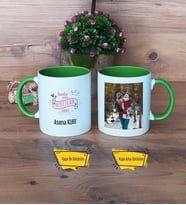 Anneler Günü Hediyesi Kupa Bardak Yeşil Fotoğraflı Anneye Hediye