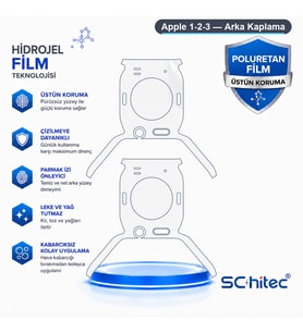 SChitec Apple 1-2-3 Uyumlu Arka Yüzey Hidrojel Koruyucu Film