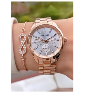 Tom Jones MRD12043 Rose Gold Renk Kadın Kol Saati Bileklik Hediyeli