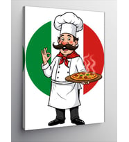 Kanvas Tablo İtalyan Şef Ve Pizza Sanatı