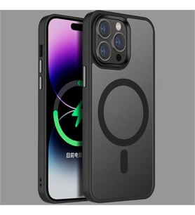 Coverzone iPhone 15 Pro Max ile uyumlu K?l?f Kenar? Renkli Arkas? Mat Transparan Magsafe ile uyumlu Kamera �?k?nt? 2mm Korumal? New Impact Matte Protect?on K?l?f Black