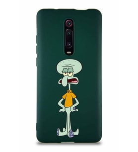 Xiaomi Mi 9T Soft Premier Kapak Squidward Dokunaç Tasarımlı Silikon Kılıf - Yeşil (Şeffaf)
