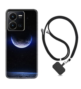 Vivo Y22 Kılıf Resimli Boyun Askılı İpli Desenli Silikon Series Midnight Moon 1802