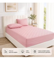 Yatak Koruyucu Alez Kapitone Pudra Renk%100 Pamuk Fitted Alez Çarşaf 90 X 190
