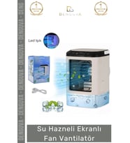 #Vantilatör Dijital Sessiz Kompakt Modern USB Nemlendirici Soğutucu Hazneli Ekranlı Fan Vantilatör