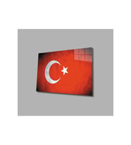 Türk Bayrağı Cam Tablo 4mm Dayanıklı Temperli Cam, Turkish Flag Glass Wall Art (Çok Renkli)