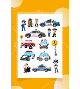 Çocuklar İçin Özel Kesimli Polis Stickerları
