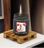 BK Gift Kişiye Özel DTF Fotoğraflı İsimli Renkli Cam Kavanozda Kokulu Mum-1(13 Renk Seçeneği), Arkadaşa Hediye, Sevgiliye Hediye, Doğum Günü Hediyesi (Antrasit)