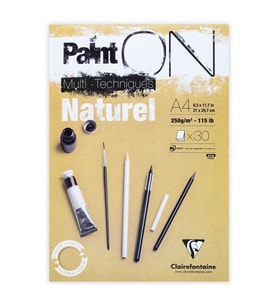 Clairefontaine Paint'On Naturel Multi-Techniques Karışık Teknik Blok 250 gr. 30 Yp. A4 