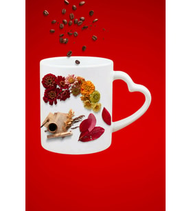 Romantik Ortam Baskılı Hediye Kalp Kupa Bardak Porselen Çay Kahve Fincanı