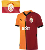 Galatasaray Orijinal 2024/2025 5 Yıldız İç Saha Parçalı Forma  5 Yıldızlı Elde Sallama Bayrak Hediye (Kırmızı)