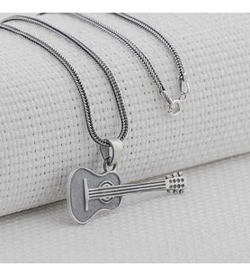Gitar Tasarımlı 925 Ayar Gümüş Kolye