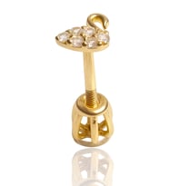 14 Ayar Altın Kuğu Model Taşlı Vidalı Tragus Küpe