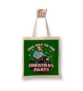 Jean Claude Van Damme This Way To The Christmas Party Beyaz Bez Çanta Uzun Saplı Alışveriş Çantası