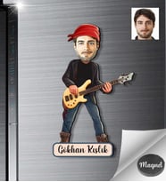 Kişiye Özel Gitarist Erkek Ahşap Magnet -4