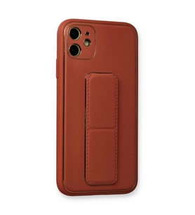 İphone 12 Kılıf Co Deri Standlı Kapak - Fuşya