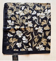 ZER Çiçek Motifli Floral Desenli Özel Tasarım Şal (Siyah-Yeşil)