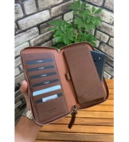 Guard Çift Fermuarlı Taba Deri El Çantası - GRD2403XW22405 (Renksiz)