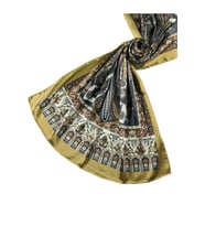 Işıl İpek Etnik Desenli Jan Jan Şal 75x190 cm (Gold)