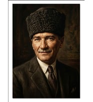 Kalpaklı Atatürk Portresi Klasik Tablo Dekoratif Kanvas - Mdf Ahşap Tablo