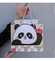 Panda Tasarımlı Karton Çanta 20X24,5 cm (Akçaağaç)