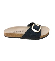 Fly Soft S042.020 Kadın Tek Tokalı Mantar Taban Yazlık Comfort Terlik (Siyah)