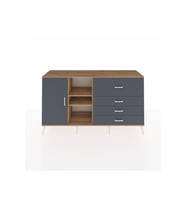 Kronos Konsol 4 Raflı 4 Çekmeceli Tek Kapaklı  176x59x99 Çam-Antrasit