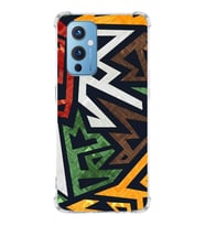 PrintiFy OnePlus 9 Uyumlu Köşe Korumalı Soyut Grafiti Tasarımlı Şeffaf Silikon Kılıf